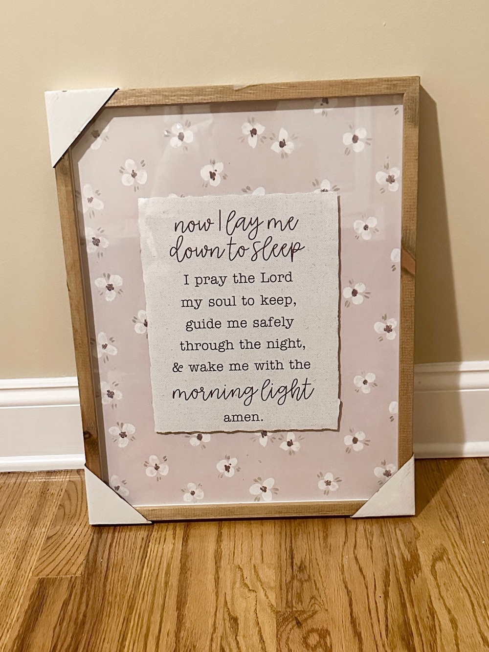 “Now I Lay Me Down To Sleep Prayer” Floral Framed Wall Decor